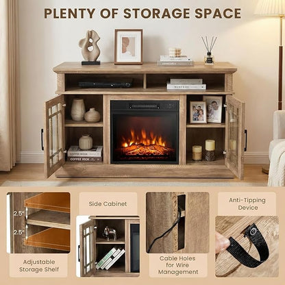 SIMOE 48 Inch Electric Fireplace TV Stand, TV Console - Image 4