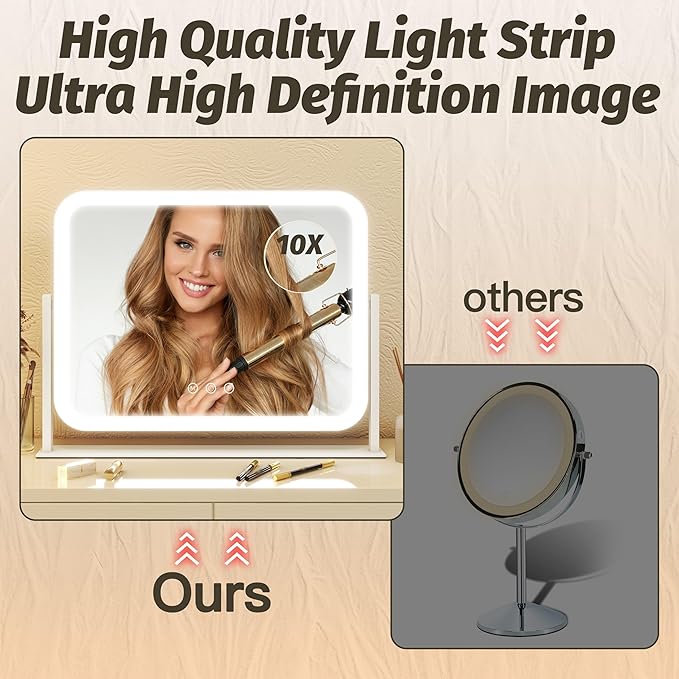 FENNIO Vanity Mirror with Lights 17''x13'' Makeup Mirror with Lights, Vanity - Image 4