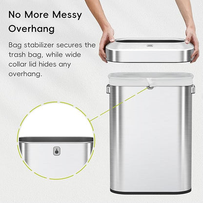 EKO Urban 16 Gallon/60 Liter Open Top Stainless Steel Slim Commercial Trash Can - Image 4