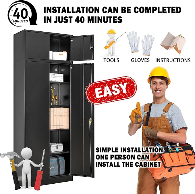 Storage Cabinet, 87 Inch Tall Metal Storage Cabinet - Image 6