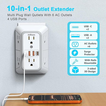 JcBlaon Multi Plug Outlet Surge Protector, Wall Charger - Image 2