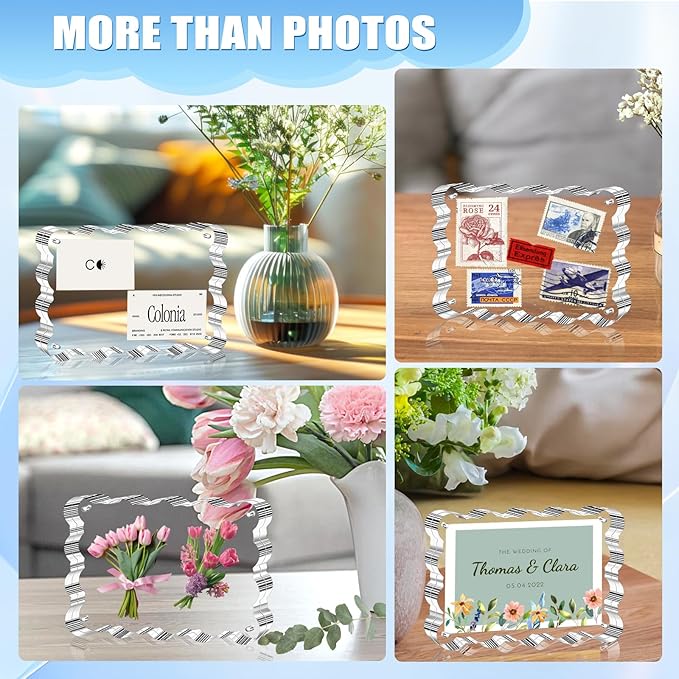 Aheroi 4x6 Acrylic Picture Frames, 3 Pack Clear Scalloped Acrylic Photo Frame - Image 6