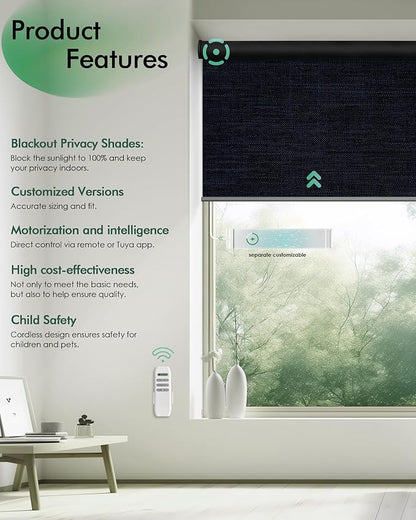 Yoolax Motorized Blinds with Remote, Automatic Roller Shades Cordless Electric - Image 2