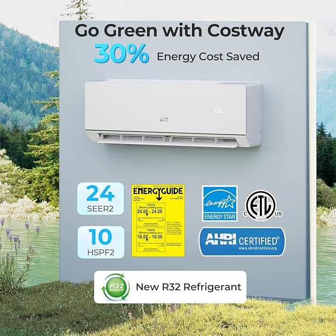 COSTWAY 12000 BTU Mini Split Air Conditioner & Heater, 115V WiFi Enabled 24 - Image 3