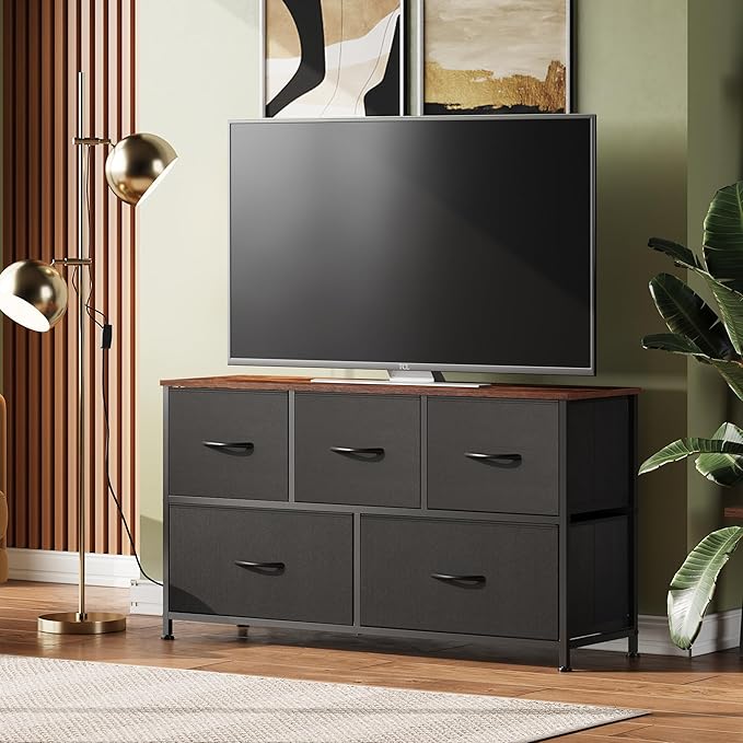 WLIVE Dresser for Bedroom with 5 Drawers, Wide Chest of Drawers, Fabric Dresser - Image 2