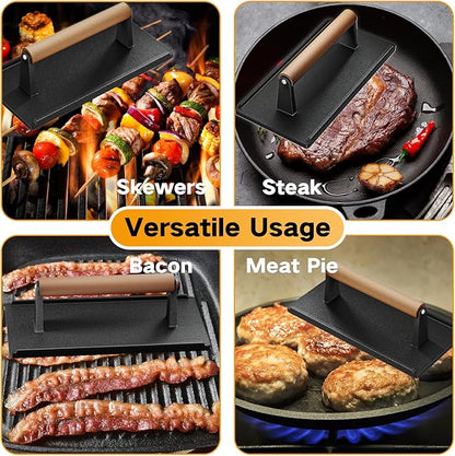Yoehka Cast Iron Grill Press-1PCS, Heavy Duty Bacon/Burger/Griddle/Chef Press - Image 5