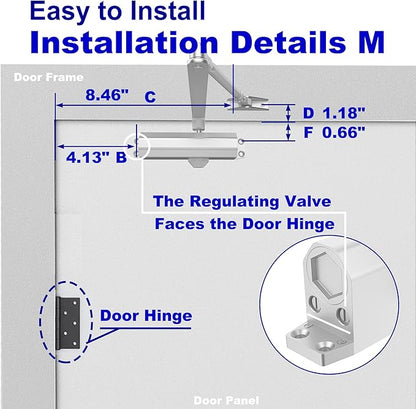 Jayseon Automatic Door Closer for Home & Commercial Door Closer, Fits 99~143 lb - Image 5