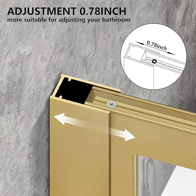 Bathroom Fixed Glass Shower Wall Panels, 34 in W x 74 in H Framed Tempered - Image 4