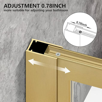 Bathroom Fixed Glass Shower Wall Panels, 34 in W x 74 in H Framed Tempered - Image 4
