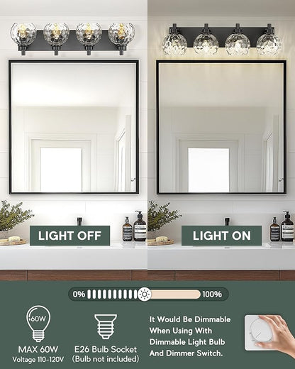 METWET Bathroom Light Fixtures Over Mirror, 4-Light Modern Sconces Wall Lighting - Image 5