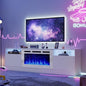 Fireplace TV Stand with Two Hinged Doors by Breezestival