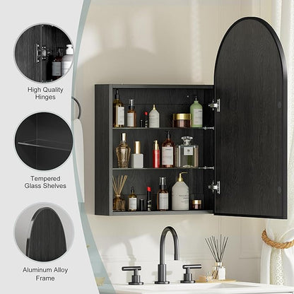 Brushed Black Arched Medicine Cabinet - Image 6
