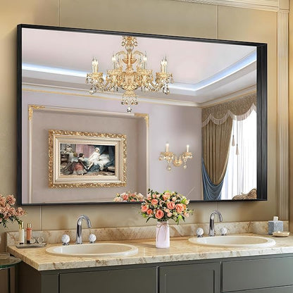 CIRCUMI Black Bathroom Mirror, Brushed Finish, Tempered Glass, Large Mirror by CIRCUMIMirror