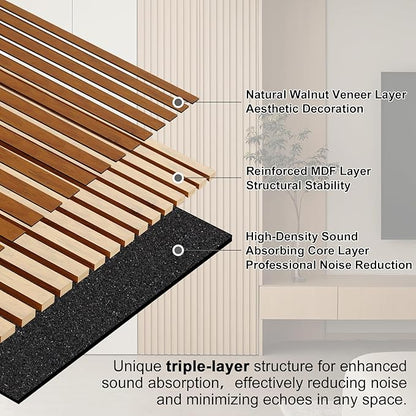 QDYMXUN Wood Slat Acoustic Wall Panels, Living Room - Image 3