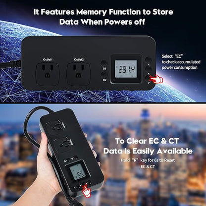 Electricity Usage Monitor, Briidea Power Consumption Watt Voltage Amp Meter - Image 5