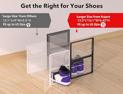 Kuject X-Large Shoe Storage Boxes Organizers Clear Plastic Stackable 12 Pack - Image 4