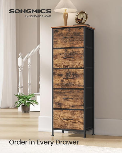 SONGMICS Dresser for Bedroom, Chest of Drawers, 5 Non-Woven Fabric Drawers - Image 3