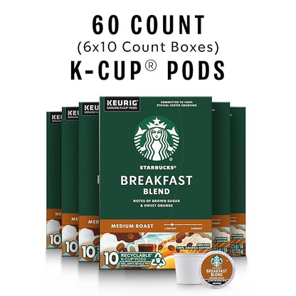 Starbucks K-Cup Coffee Pods, Medium Roast Hot or Iced Coffee, Breakfast Blend - Image 2