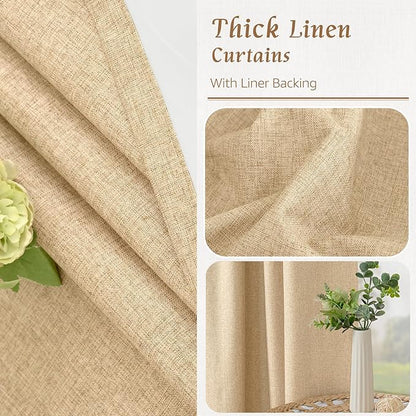 LAMIT Natural Linen 100% Blackout Window Curtains - Image 8