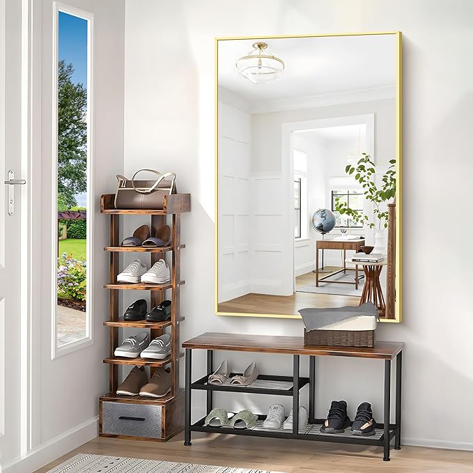 40x60inch Gold Bathroom Mirror, Large Rectangular Wall Mirrors - Image 3