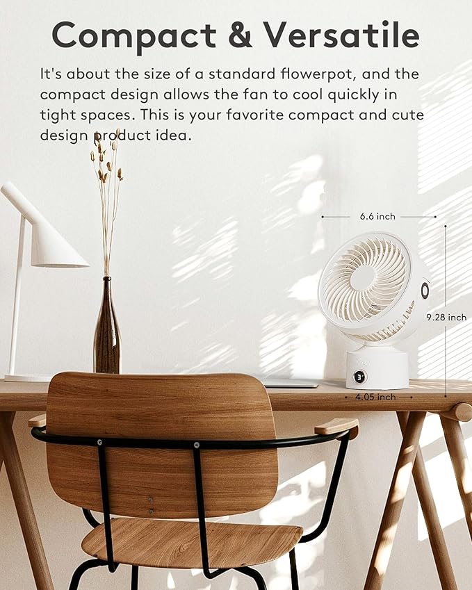 CARONSORT Small Desk Oscillating Fan, Table Air Circulator Fans - Image 2