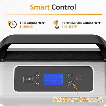 Electric Panini Press Sandwich Maker, 1300W Smokeless Indoor Grill - Image 6