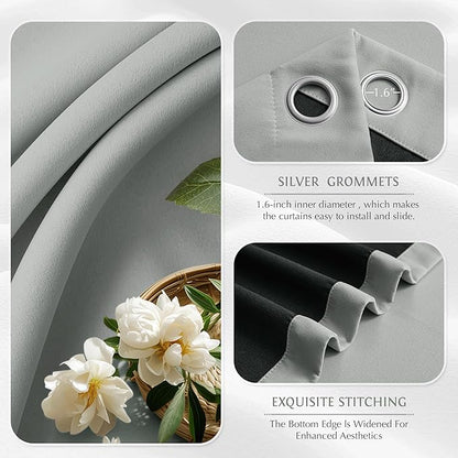 Beauoop Grey 100% Blackout Curtains 84 Inch Long 2 Panels - Image 3