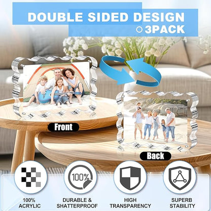 Aheroi Acrylic Picture Frames, 3 Pack 4x6 Clear Scalloped Photo Frame - Image 4
