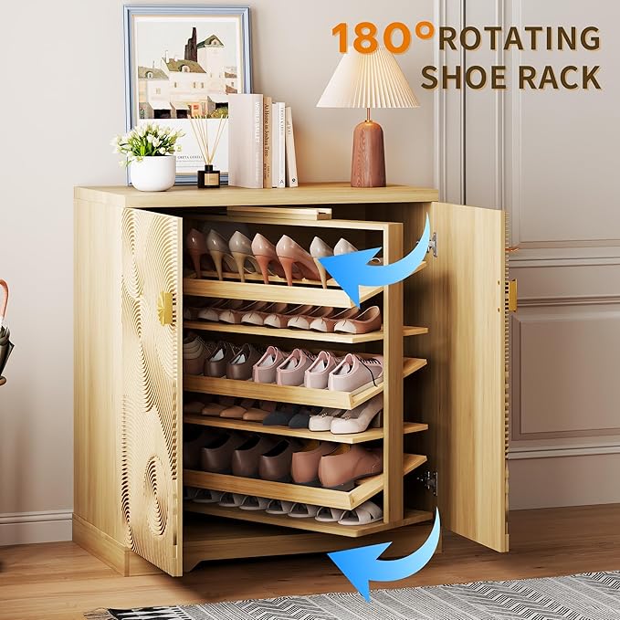 Vlsrka Shoe Cabinet Storage for Entryway, 6-Tier Rotating Shoe Cabinet - Image 5
