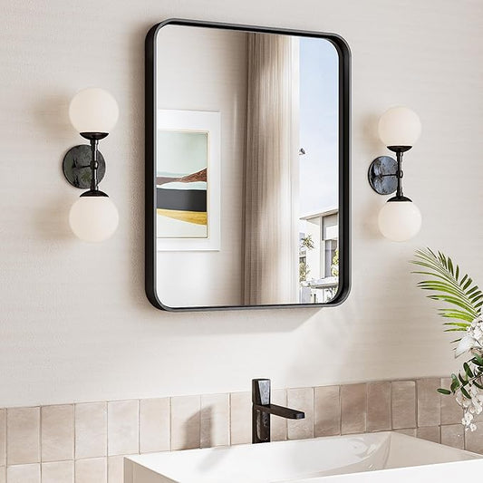 TokeShimi 16x20 Matte Black Bathroom Mirror, Vanity Mirror Bathroom Wall by RefinedBathroomAccessories