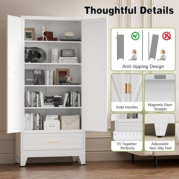 COFaR Metal Storage Cabinet, Farmhouse Storage Cabinet - Image 7