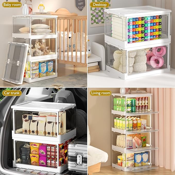 Clear Storage Bin with Lid 3 Pack 【Stackable & Sturdy】 Plastic Multifunctional - Image 6