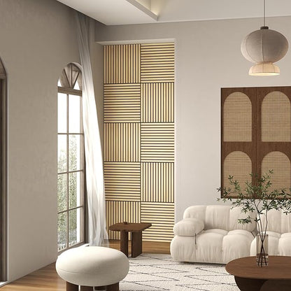 HOMCOM 4 Pack 3D Acoustic Panels, Wood Slat Wall Paneling - Image 8