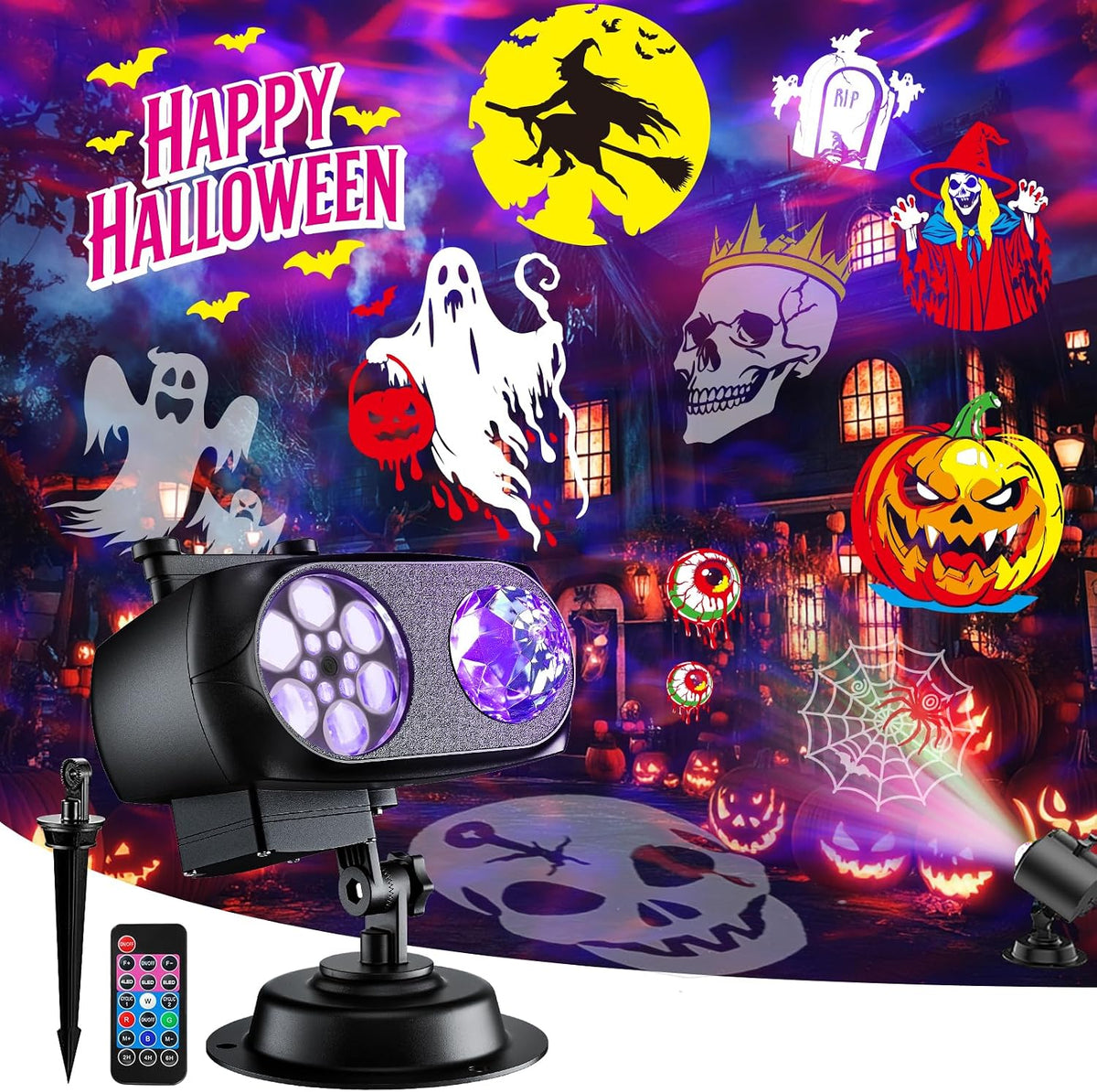 2026 Upgraded Halloween Projector, 8 Patterns (Ocean Wave & Patterns),8 T...