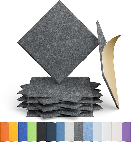 Amantech 12 Pack Acoustic Panels Self Adhesive Sound Proof Foam, High Density by Amantech