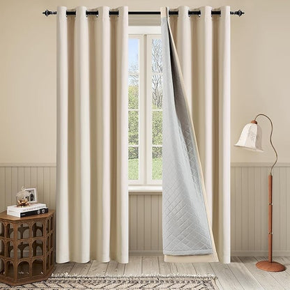 3-in-1 100% Blackout Curtains 84 Inches Long Thermal Insulation Soundproof by OYRING