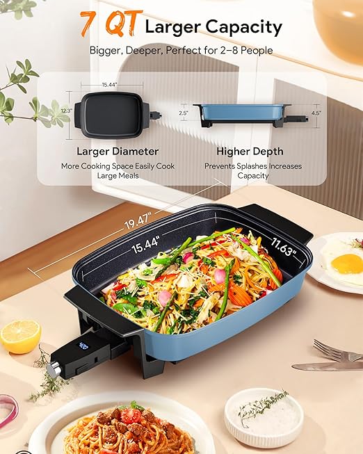 Nuwave Medley XL Digital Electric Skillet, Family Size Griddle w/Glass Lid - Image 7