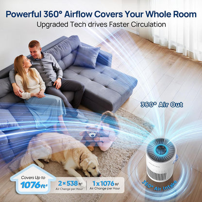 air purifiers for bedroom with 20db ultra-quiet sleep showing dimensions