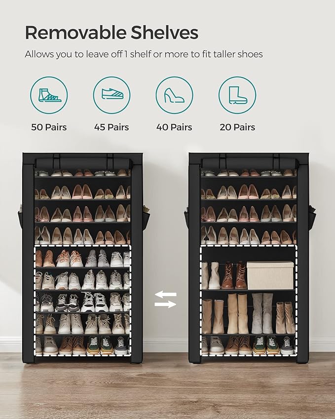 SONGMICS 10-Tier Shoe Rack, Shoe Storage Cabinet - Image 5