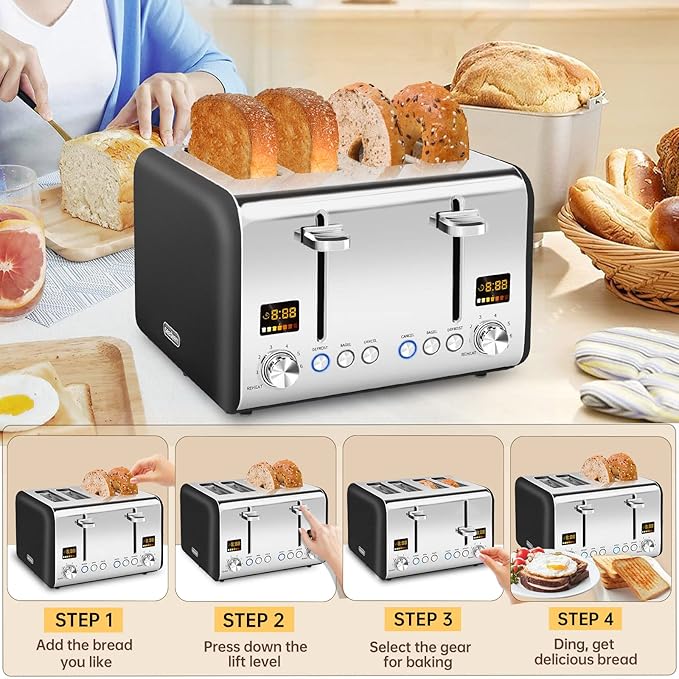 SEEDEEM 4 Slice Stainless Toaster - Image 5