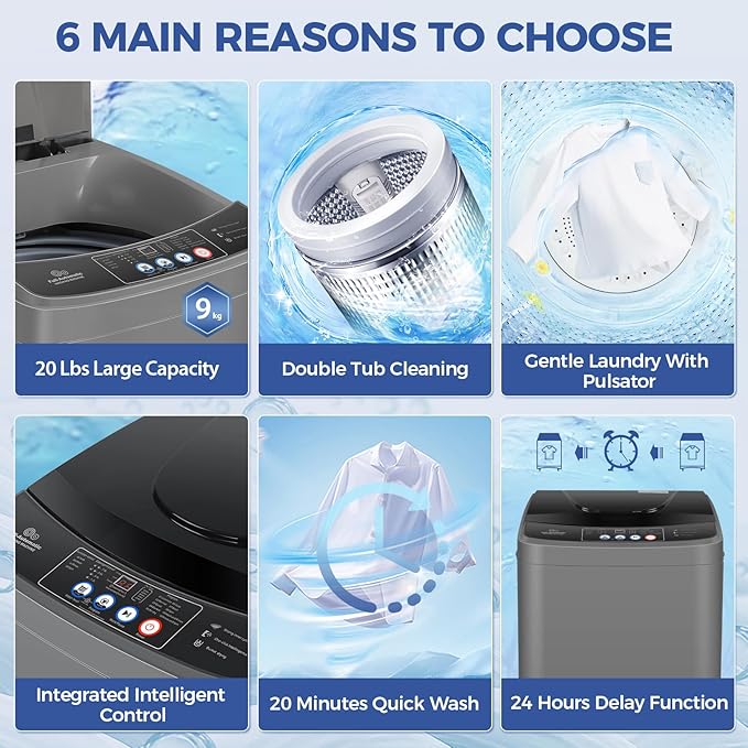 Nictemaw Portable Washing Machine 20Lbs Portable Washer - Image 5