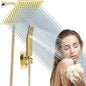 High Pressure Square Rain Gold Shower Head and Handle Shower Set.Equipped by AWAXFOLO