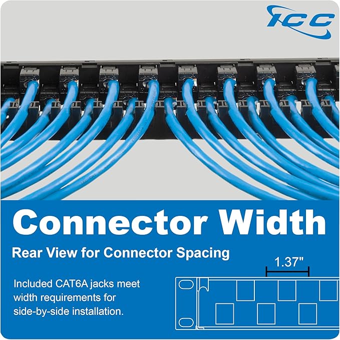 ICC 24-Port CAT6A Keystone 1U Patch Panel - Image 6