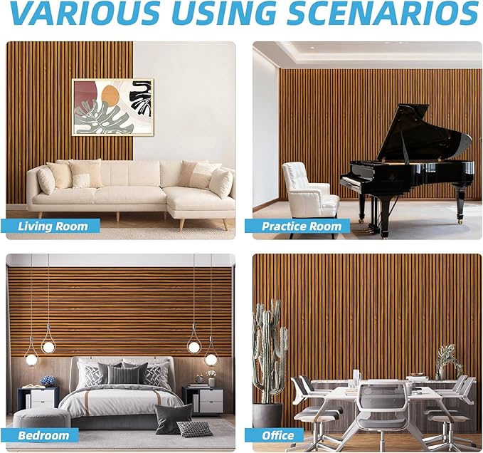 Art3d 4-Piece 94 x 12.6 Inch Acoustic Lightweight Slat Wall Panel - Image 8