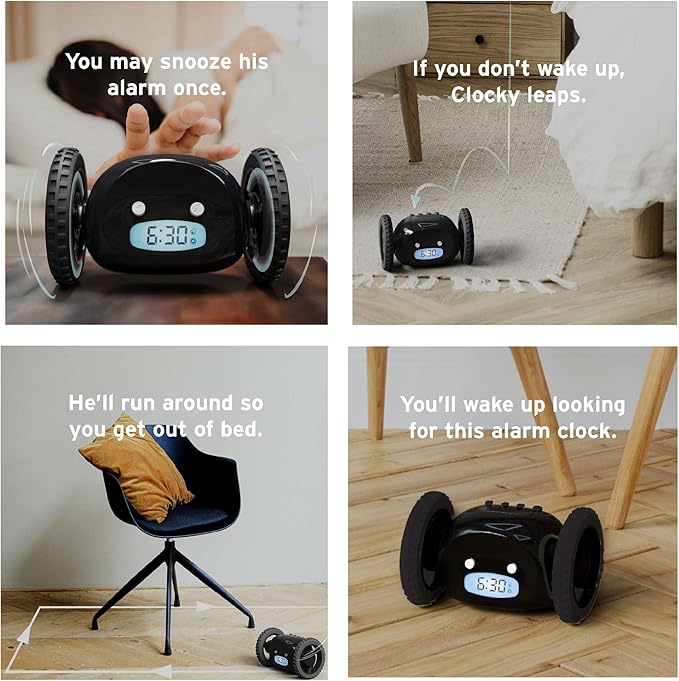 CLOCKY Extra Loud Alarm Clock for Heavy Sleepers on Wheels Rolls Runaway - Image 8