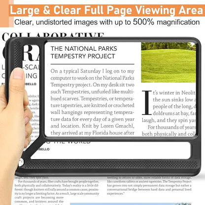 5X Full Page Magnifying Glass for Reading, Lightweight Rectangular Magnifier - Image 2