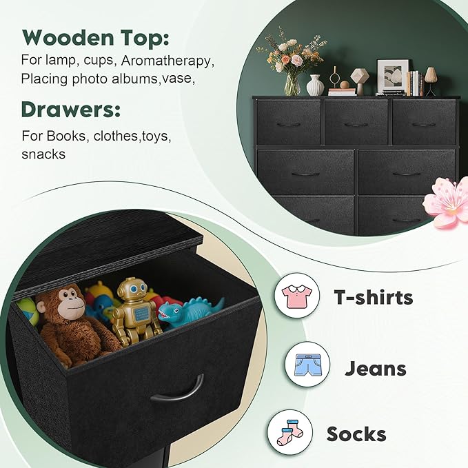 Dresser for Bedroom with 7 Drawers, Chest of Drawers, Storage Drawers Organizer - Image 7