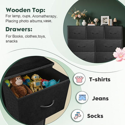 Dresser for Bedroom with 7 Drawers, Chest of Drawers, Storage Drawers Organizer - Image 7