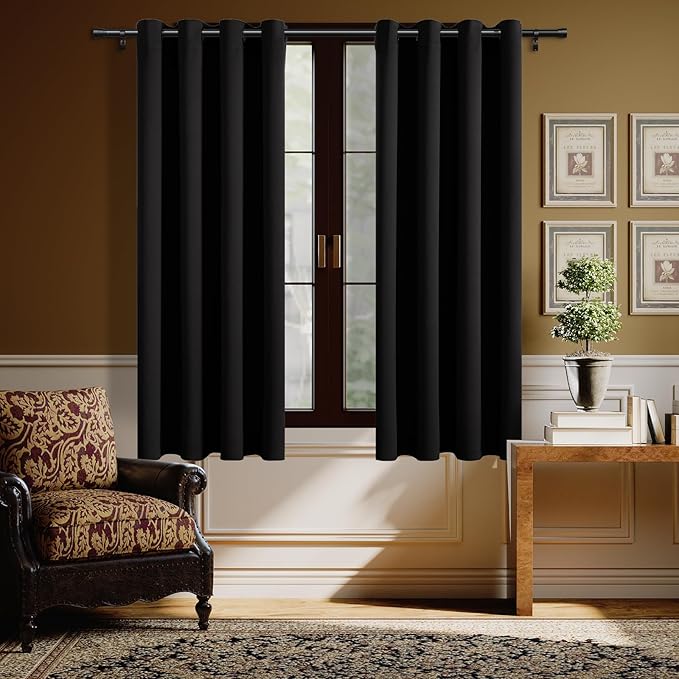 H.VERSAILTEX Black Blackout Curtain Blinds Kitchen Curtains Energy Smart by HVERSAILTEX