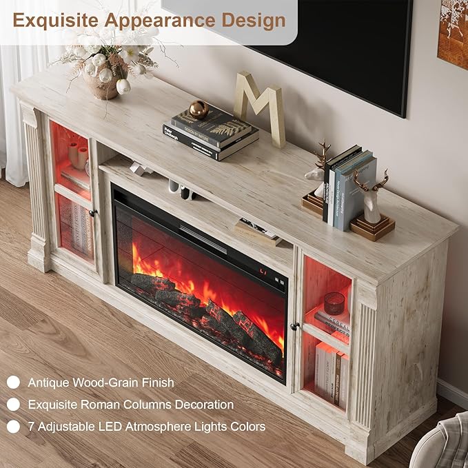 Farmhouse Fireplace TV Stand Up to 80" TVs, Media Console - Image 5